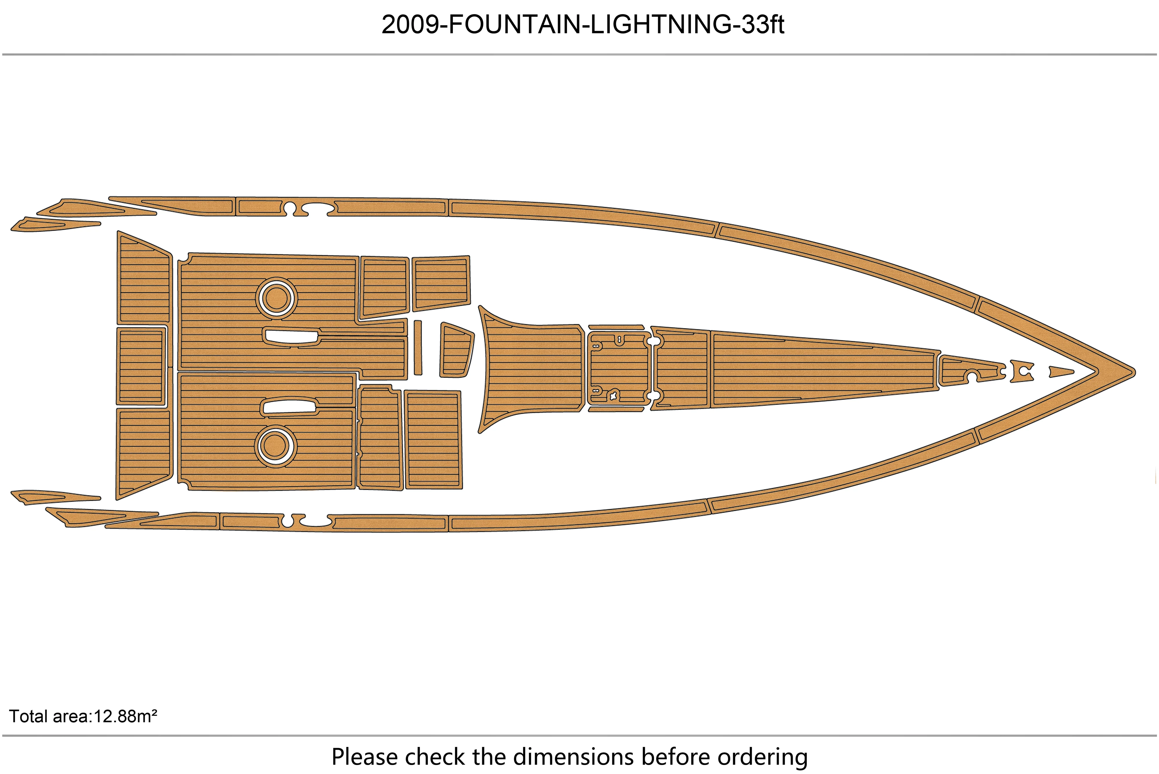 

2009 FOUNTAIN LIGHTNING 33 ft bow Cockpit platform 1/4" 6mm EVA fAUX carpet Water Ski Yacht Fishing Boat Non-slip mat floor