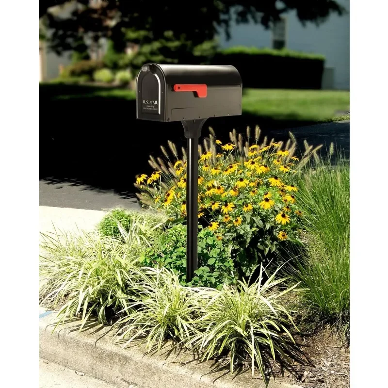 Heavy Duty Medium Mount Mailbox & In-Ground Post Kit - Secure Outdoor Mailbox for Home Garden, Easy Install