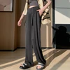 Korean Style Summer Maternity Formal Trousers Loose Casual Pregnant Woman Straight Pants Low Waist Drawstring Pregnancy Pants 2