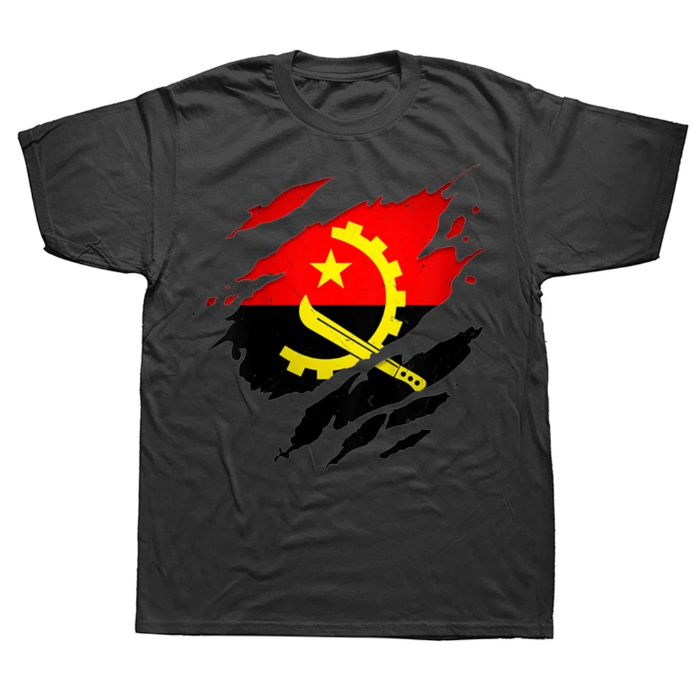 Lustige T-Shirts mit angolanischer Flagge zum Angolanischen Tag, Grafik-T-Shirts für Herren und Damen, modisches, lässiges T-Shirt aus 100 % Baumwolle, lockeres, übergroßes T-Shirt