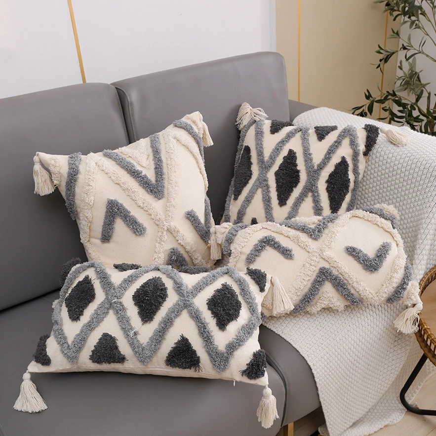 Cotton Tufted Boho Cushion Cover 30x50/45x45cm Decor Sofa Pillow Decorative Case Quality Bohemian Covers |
