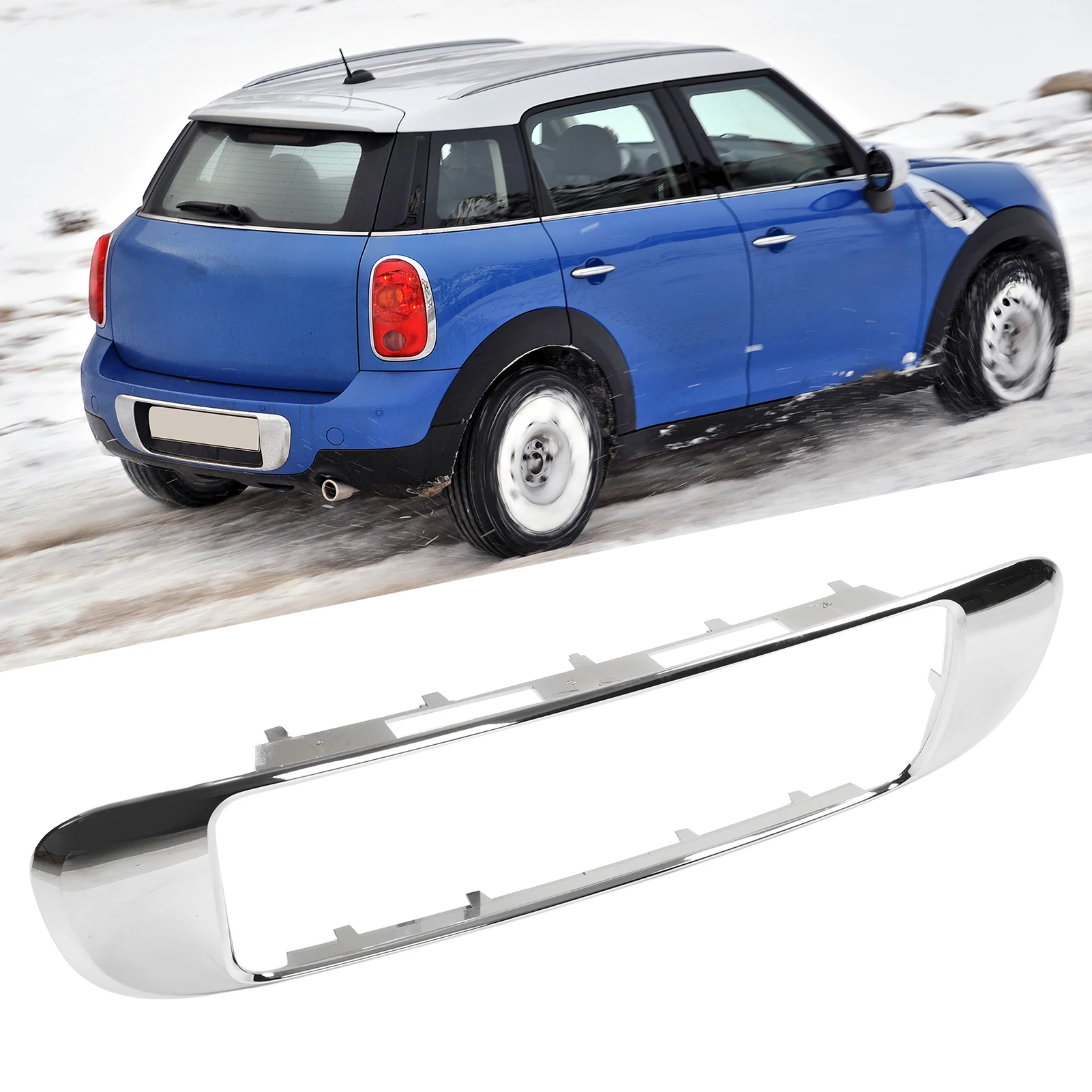 Garniture De Plaque D'immatriculation Arrière Chromée Pour Mini Countryman R60 2010-2016 - Référence 51129804577 - ABS/PC