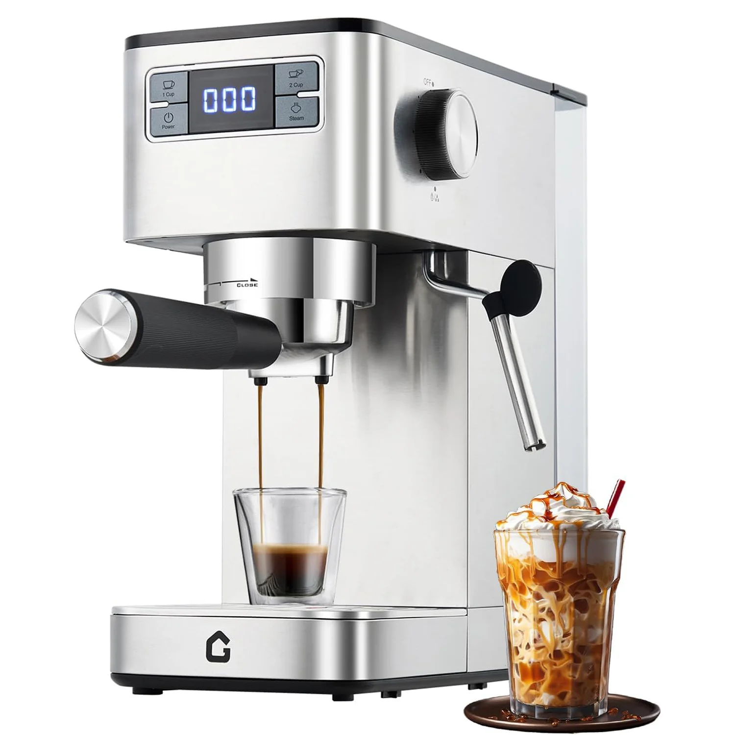 Macchina da Caffè Semiautomatica a 20 Bar con Rotazione a 360° °   Montalatte a Vapore One-Touch per Casa e Ufficio