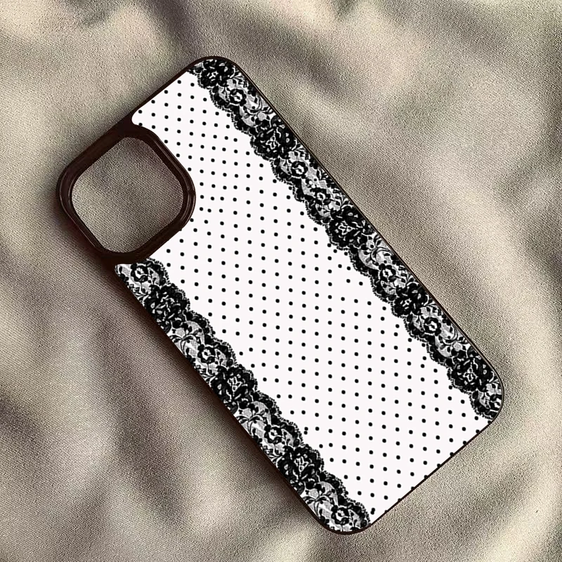 Lace Floral Polka Dot Clear Phone Case Cover