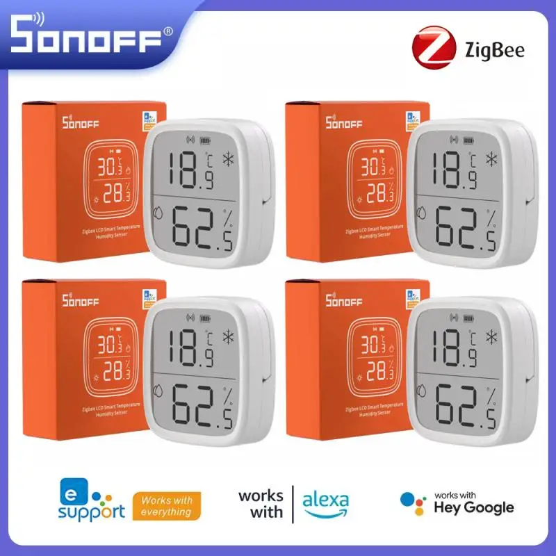 SONOFF-Zigbee SNZB-02D Sensor de temperatura e umidade, automação residencial inteligente, monitor em tempo real, Ewelink, Alexa, Google Home Assistant