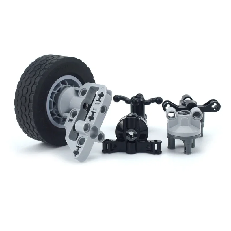 MOC 기술 타이어 휠 허브 DIY 벽돌 자동차 트럭 44309 92402 32019 + 86652 건설 빌딩 블록 호환 기술 부품
