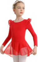Girls Ballet Leotards for Dance Hollow Back Long Sleeve Skirted Dress for Dance(Toddler/Little Girl/Big Girl) - Image 3