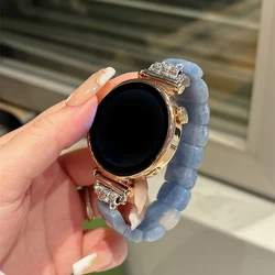 Elegant Natural Stone Elastic Bracelet Strap for Galaxy Watch 5 40 44 (Blue)
