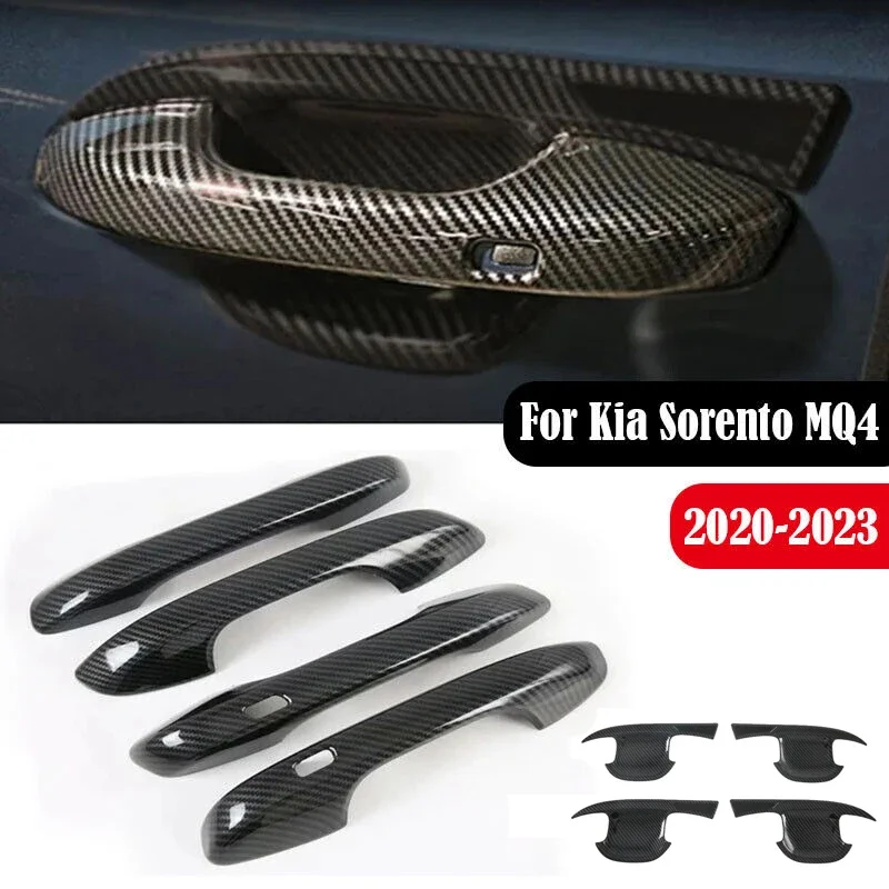 

For Kia Sorento MQ4 2020 2021 2022 2023 Car Carbon Fiber Exterior Door Handle Bowl Moulding Cover Trim Sticker Decor Accessories