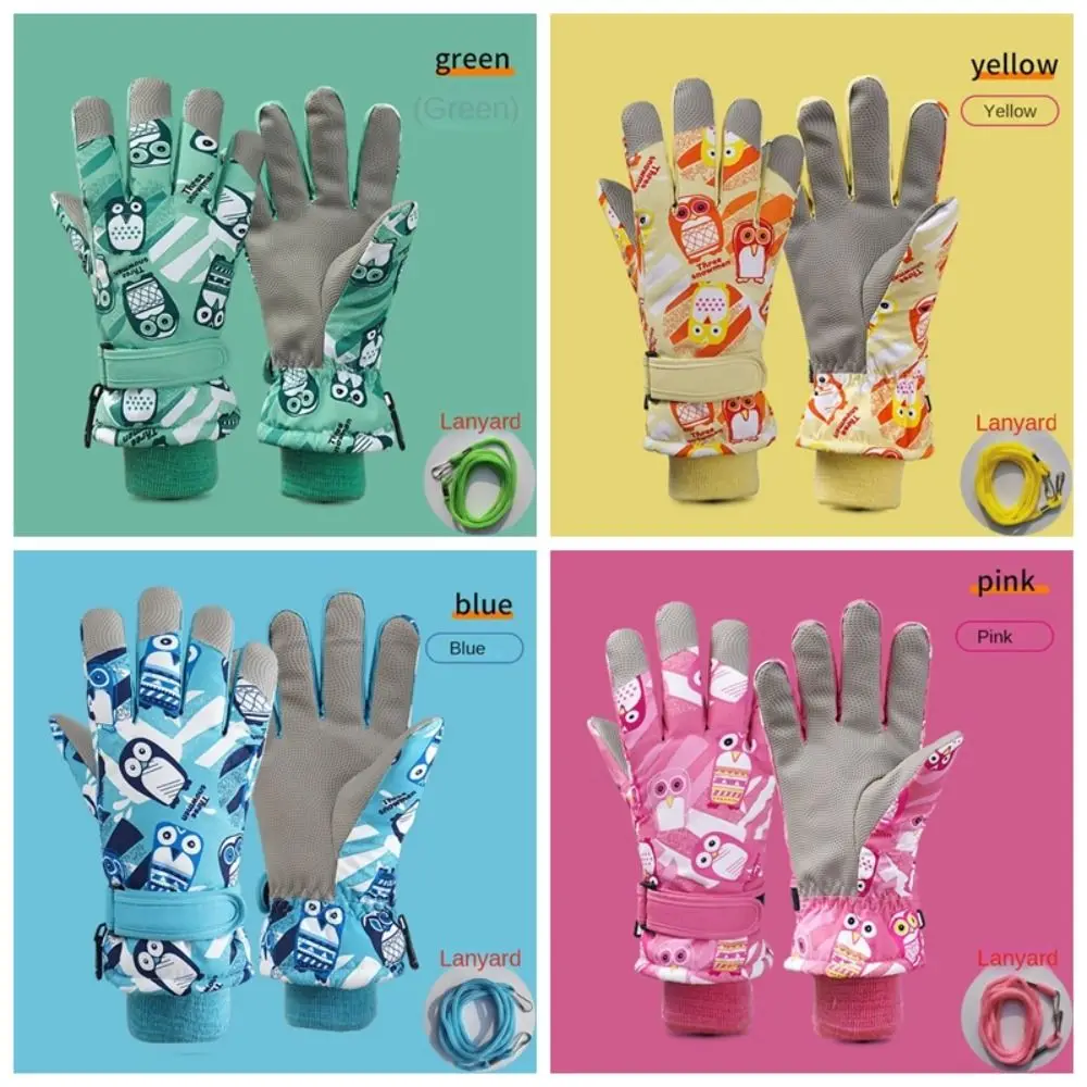 

1 Pair of Warm Ski Gloves Christmas Gift Windproof Thickening Cotton Gloves Adding Cotton Cartoon Winter Gloves Skating