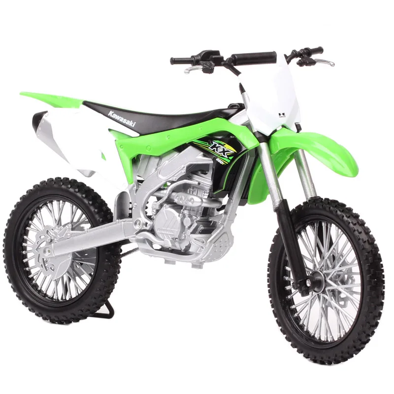 Modello Moto Kawasaki KX 250 2002 Verde - Welly 1:18 Diecast - Nuovo In Scatola