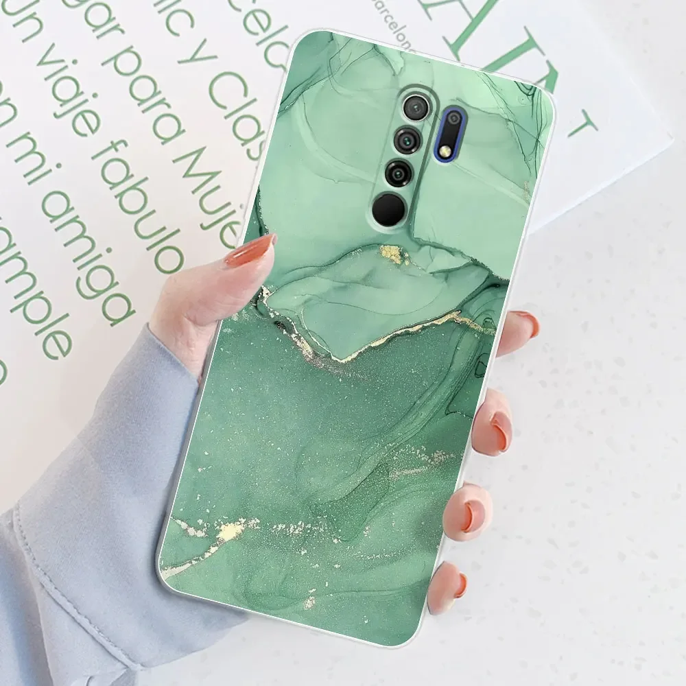 Elegant Watercolor Marble Transparent Silicone Soft TPU Case for 6.53-inch Smartphones - Protective Bumper Back Cover