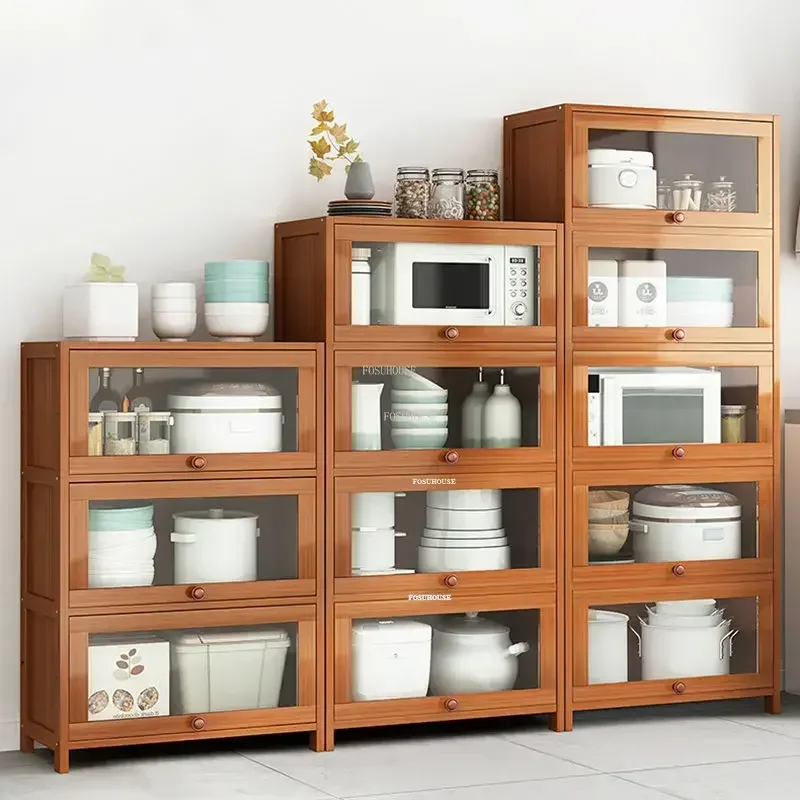 Nordic Solid Wood Kitchen Cabinets Home Living Room Wall Storage Cabinet Simple Multi-layer Kitchen Cabinet Kitchen Furniture 3
