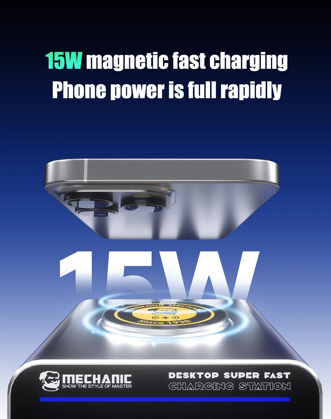 Mechanic G-POWER 160W 8-port GaN Desktop Charging Station with 15W Wireless Char