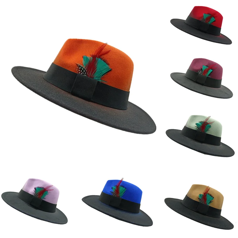 diepte Bouwen op heel veel Veer Mannen Fedora Rode Onderkant Fedora Voor Vrouwen En Mannen Party Hoed  Mannen Hoed Voor Winter Elastische Band Vilten Hoed jazz Kerk Hoed| | -  AliExpress