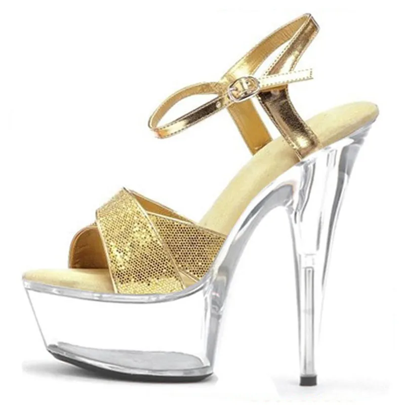 Star's favorite sequined vamp / 15 cm super-high heels/sexy custom crystal soled stage dance shoes