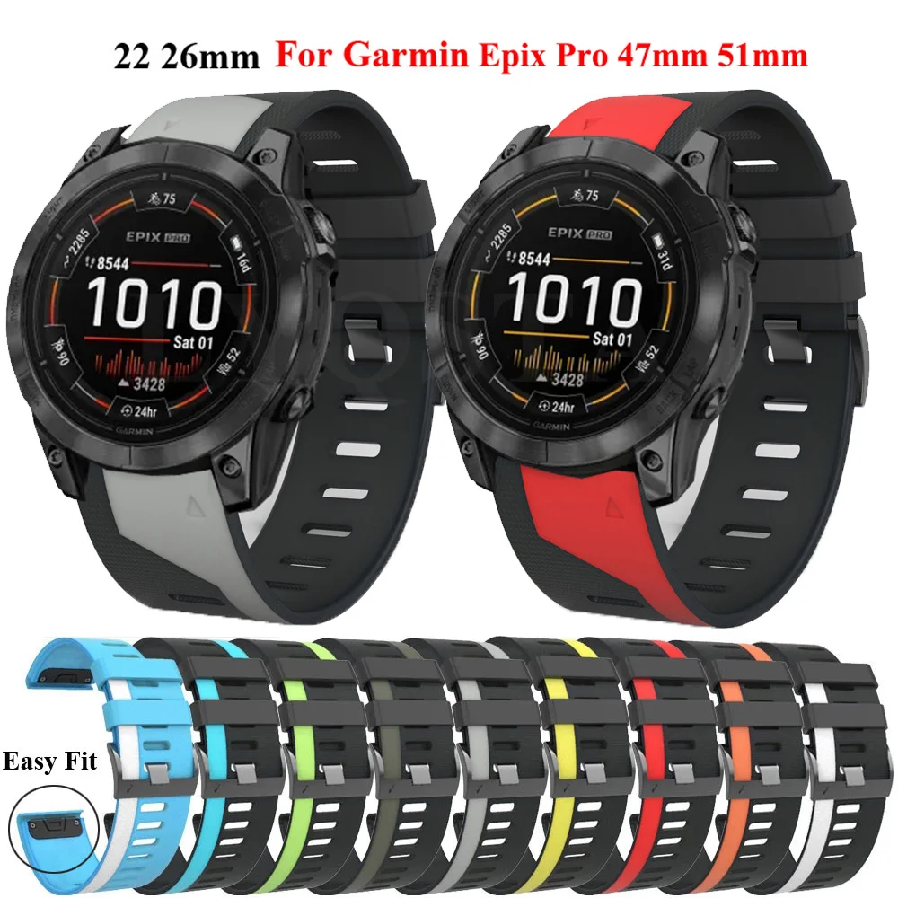 

Ремешок силиконовый для Garmin Epix Pro, быстросъемный браслет для наручных часов Garmin Fenix 7 7X Pro 6 6X Pro 5 5X Plus 3 3HR, 26 22 мм 47 мм 51 мм