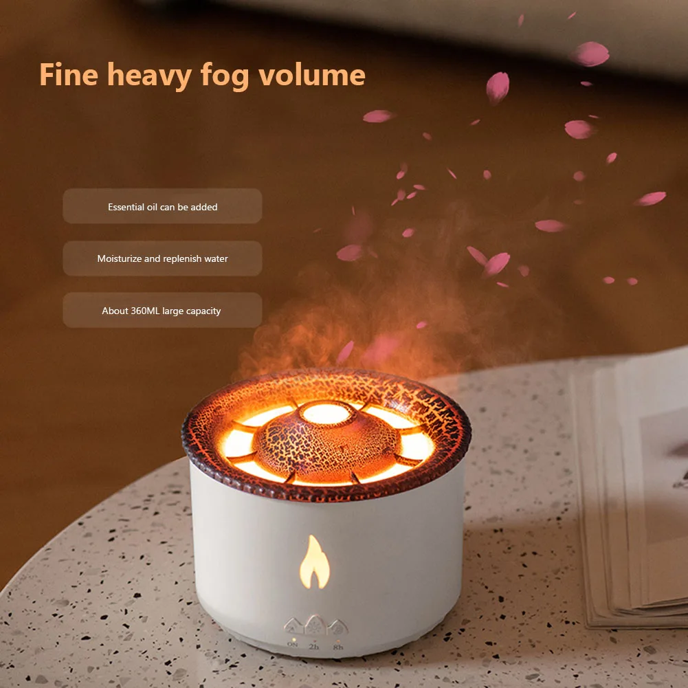 Flame Air Humidifier Jellyfish Electric Aroma Diffuser Lava Volcano Design Flame Effect Air Diffuser Mist Maker Machine