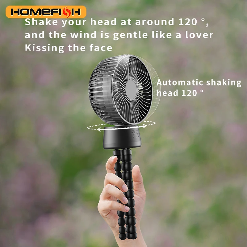 Handheld Fan Automatic Shake Head Baby Stroller Fan