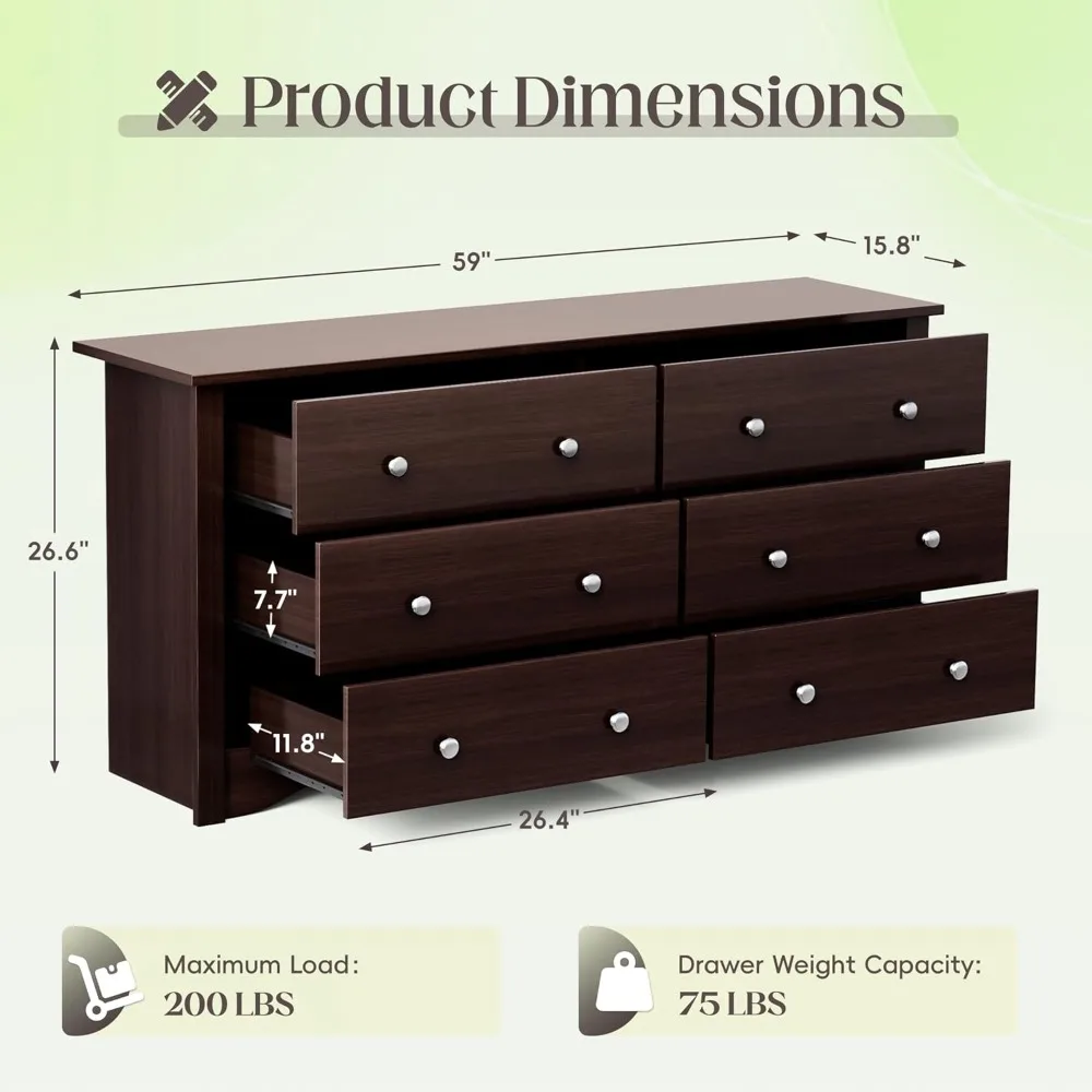 6-Drawer Wood Dresser 3