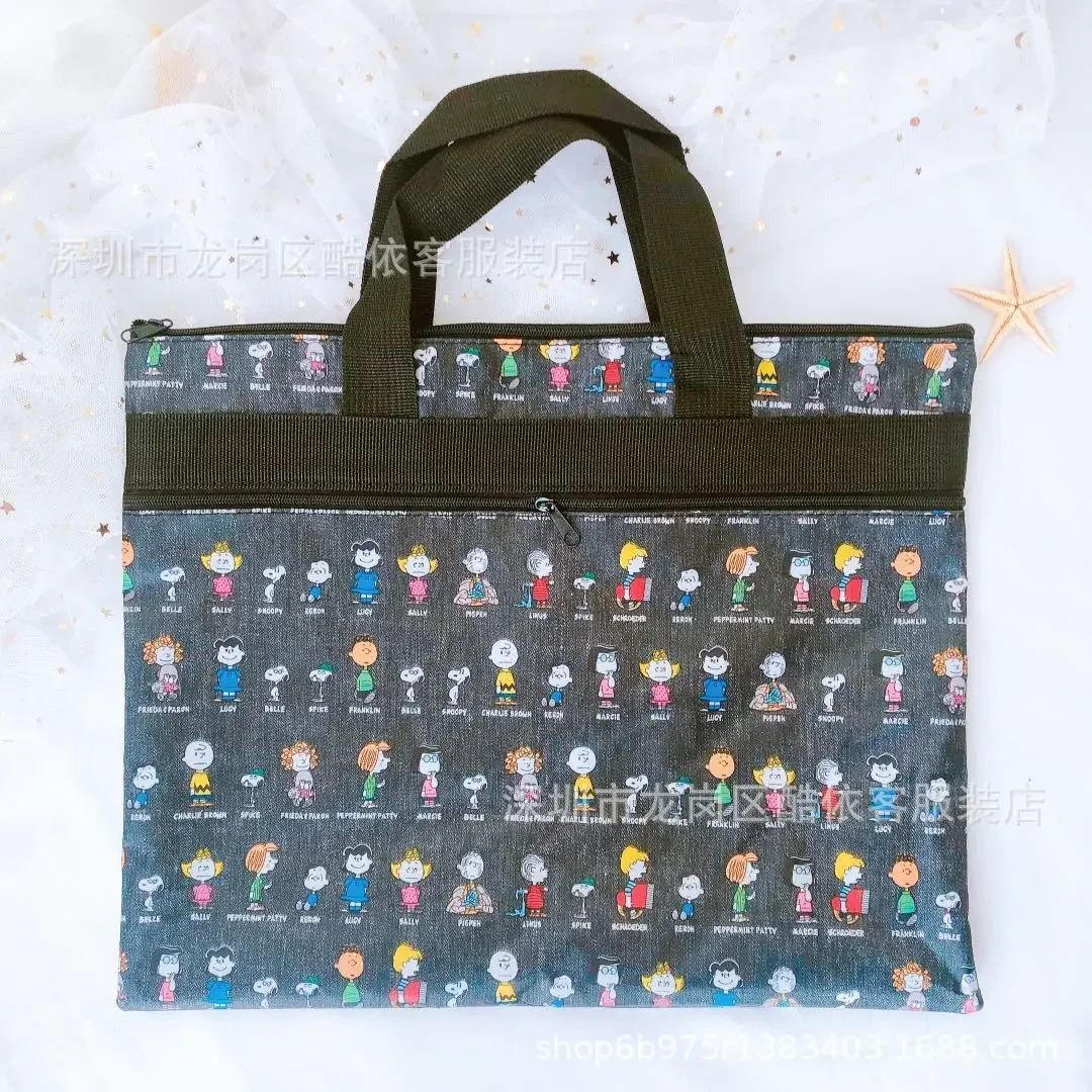 Snoopy file children's tutoring bag handbag double-layer shoulder bag file information bag storage tote 4