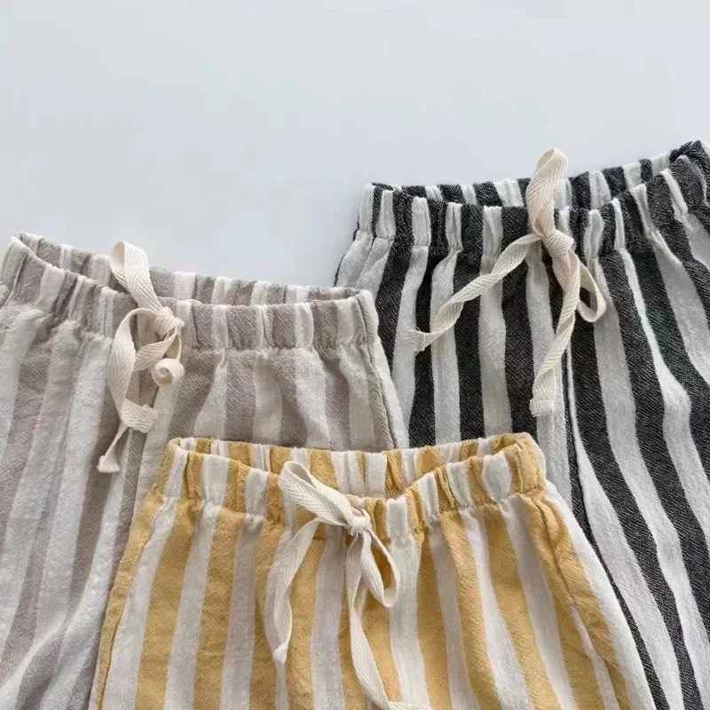 Children Spring Summer Soft Comfortable Striped Jogger Pants Newborn Baby Loose Trousers