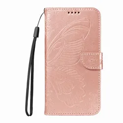 Charming Butterfly Leather Wallet Phone Cover for A8 2018 (Rose Gold HM)