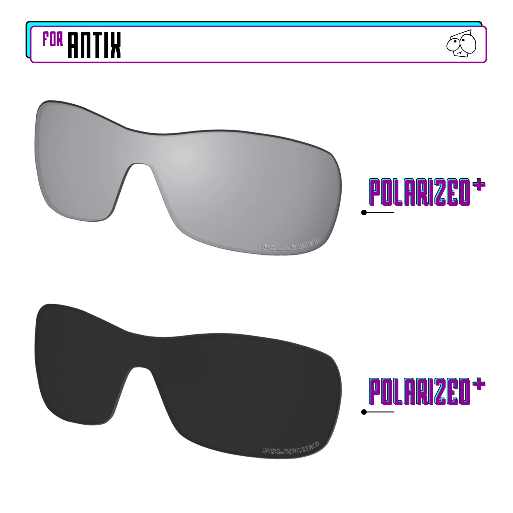 

EZReplace Anti Seawater Polarized Replacement Lenses for - Oakley Antix Sunglasses - Black P Plus-Silver P Plus