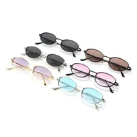 Lunettes de soleil ovales en métal exquises, petite monture personnalisée européenne et américaine, pour hommes et femmes, lunettes de soleil Anti-Uv à la mode 4