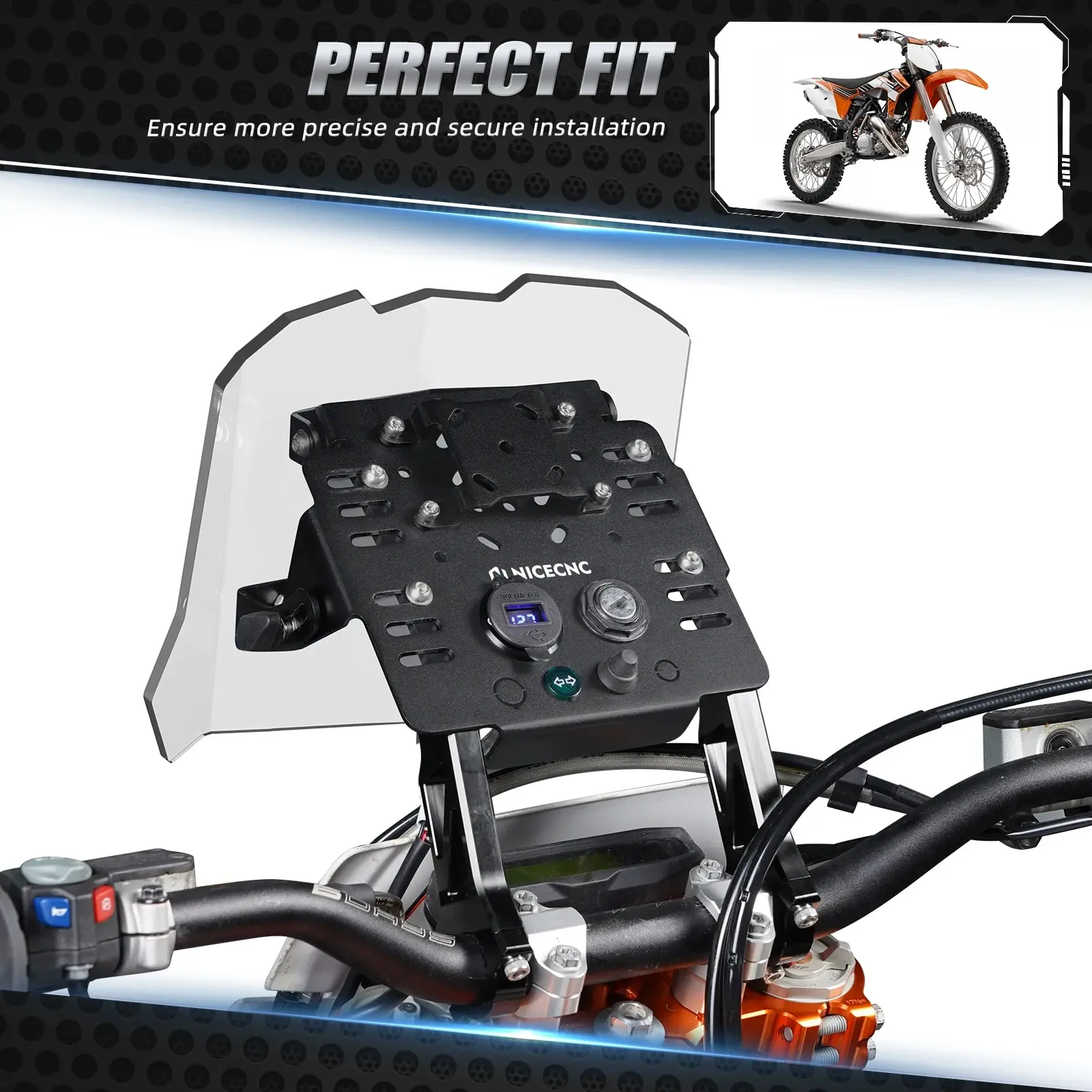 NICECNC Für Honda XR650L XR 650L 1993-2024 CR125R CR250R CRF250R CRF450R CRF450X CRF450RX GPS Halterung Mini verkleidung Kit – Detail 9