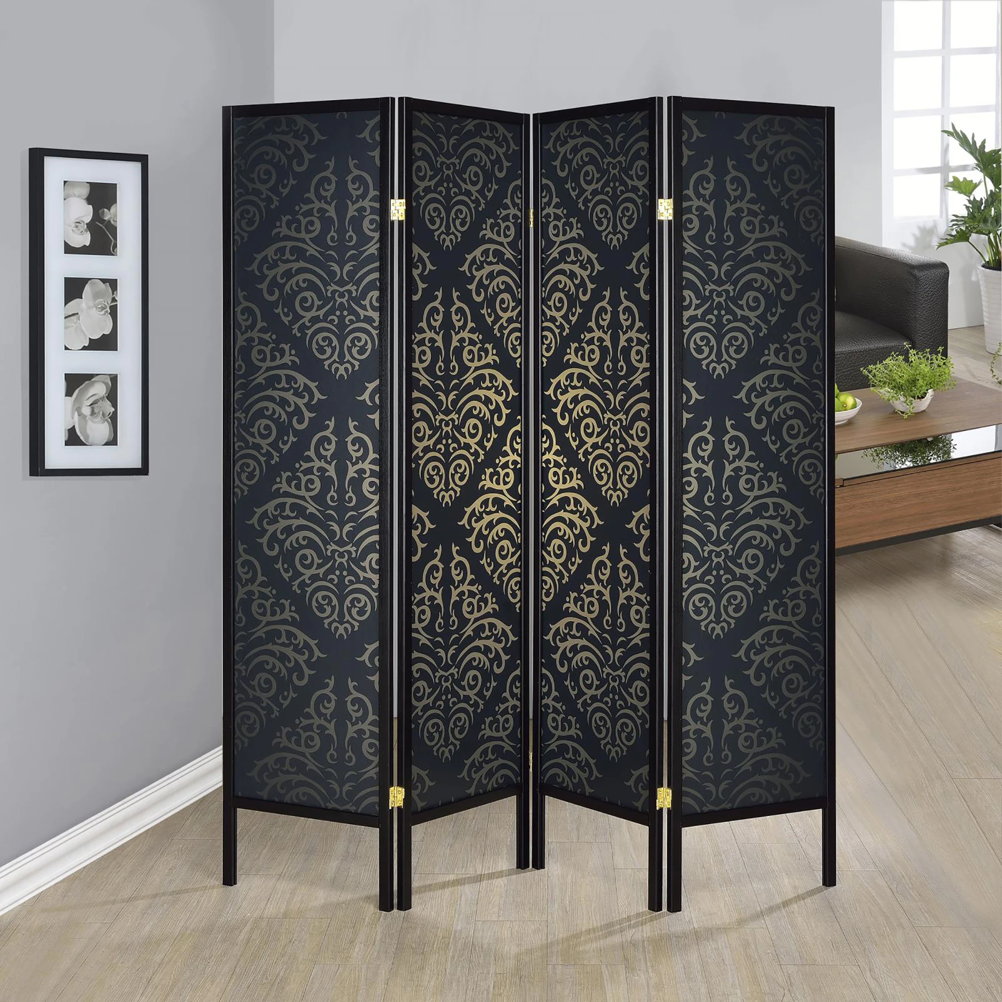

Black 4-panel Folding Screen