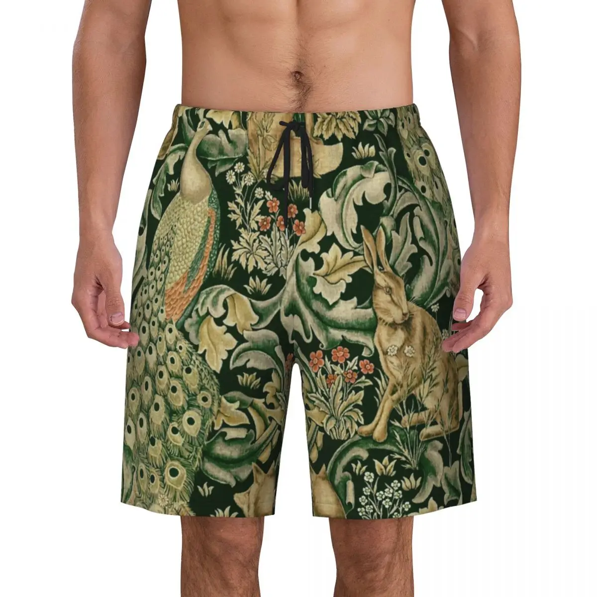 

Custom Board Shorts Men Quick Dry Beach Boardshorts Forest Animals Textile Pattern Swimming Trunks Bathing Suits