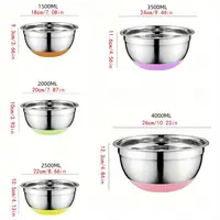 5pcs Mixing Bowls, Stainless Steel with Sealed Lid, Non-Slip Bottom, Size 1.5/2/2.5/3.5/4QT, Perfect for Food Storage 2