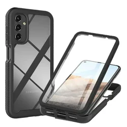 Crystal Clear 360° Protective Case with Screen Film and Bumper Cover for SAMSUNG A35 5G (Black)