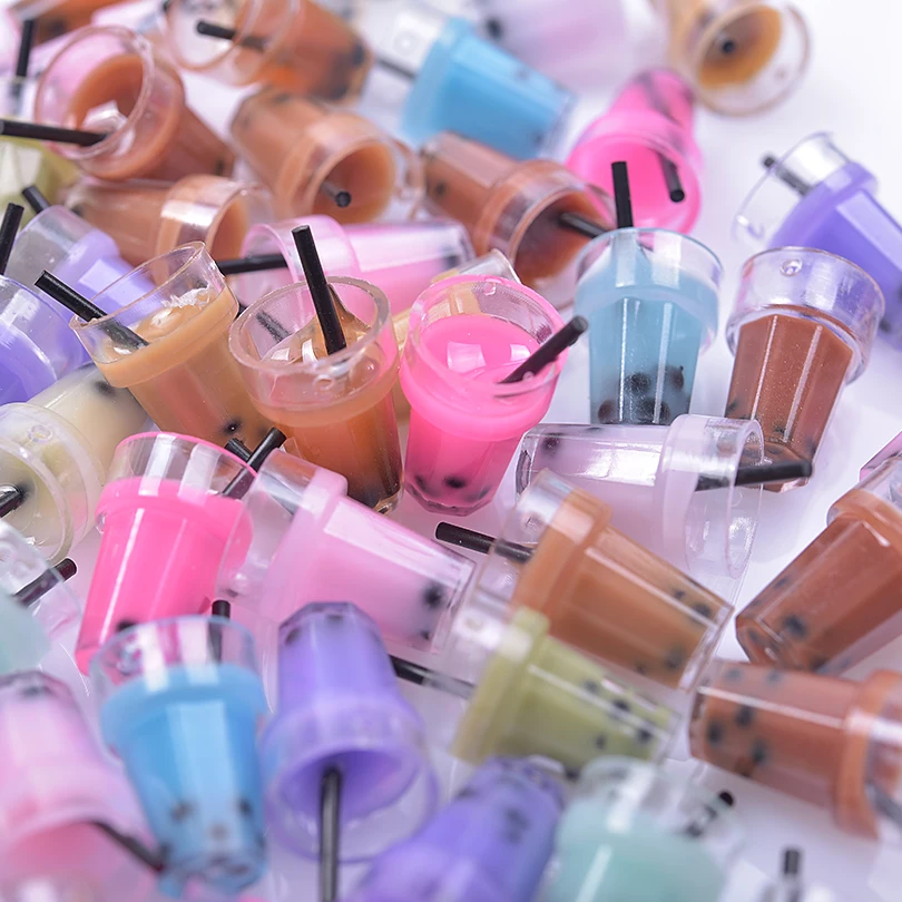 Assorted Milk Tea Cup Charm Pendants for DIY Jewelry and Keychain Crafting