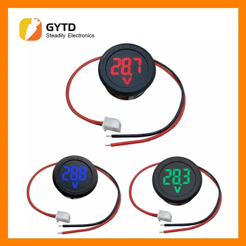 Dc 4-100V Led Display Digitale Rotondo Voltmetro A Due Fili Dc Digital Car Voltage Misuratore Di Corrente Volt Detector Tester Monitor Pannello