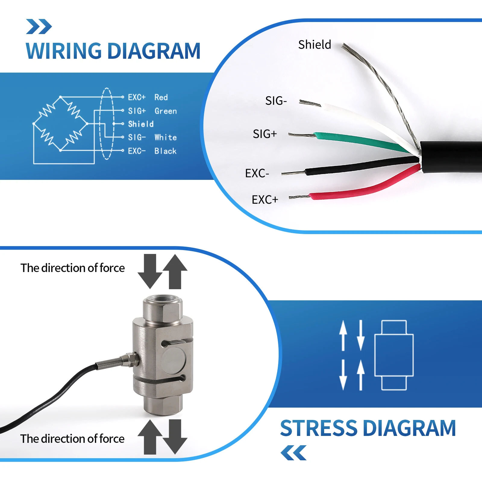 Load Cell Sensors Column S Type Test Tension and Pressure Force Weight Sensor Adapts HX711-200/300/500/700KG-1/2/3/5/10T for sensor module,pressure sensor module,weigh sensor