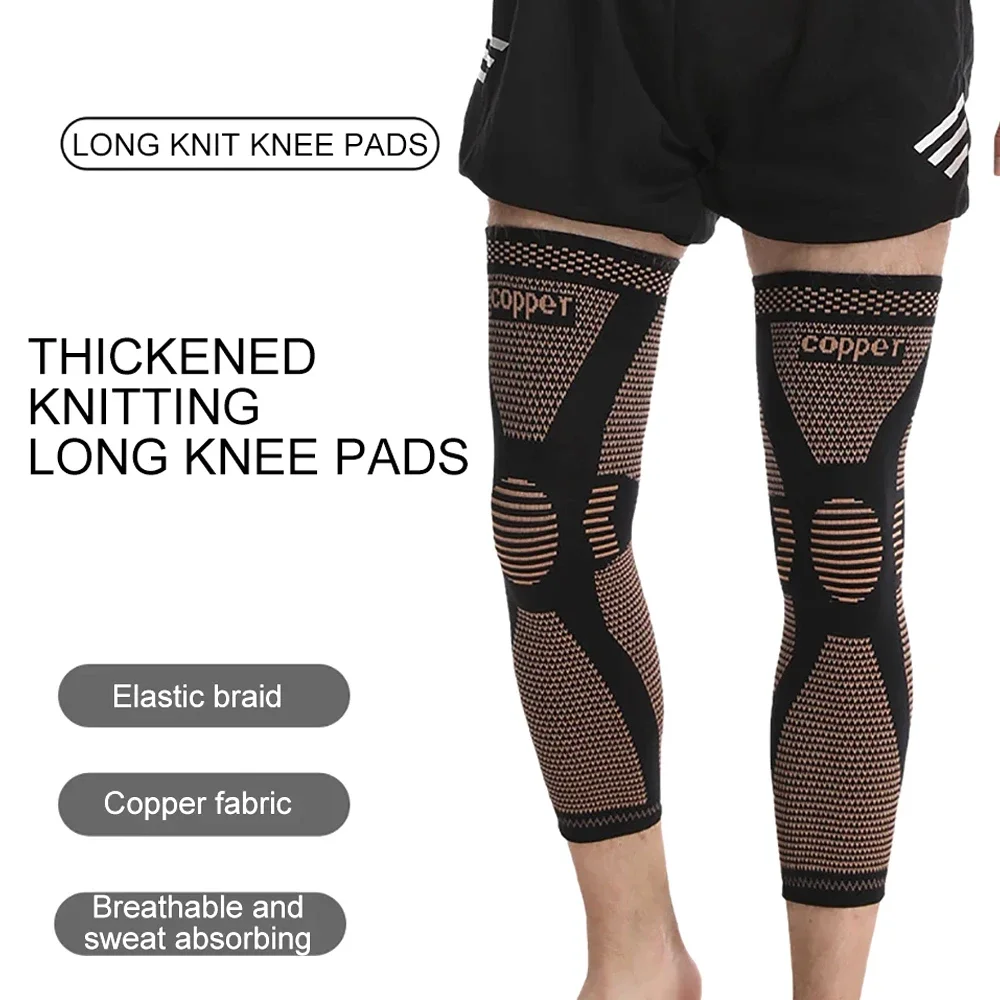 1/2Pcs Copper Full Leg Sleeves Long Compression, Knee Braces, Knee Compression Sleeves for Meniscus Tear, ACL, Arthritis, Sport 3