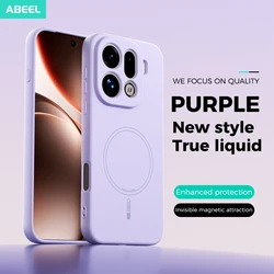 Magnetic Liquid Silicone Case with Full Camera Protection and Soft TPU Cover for OPPO Find X8 Pro (Purple)