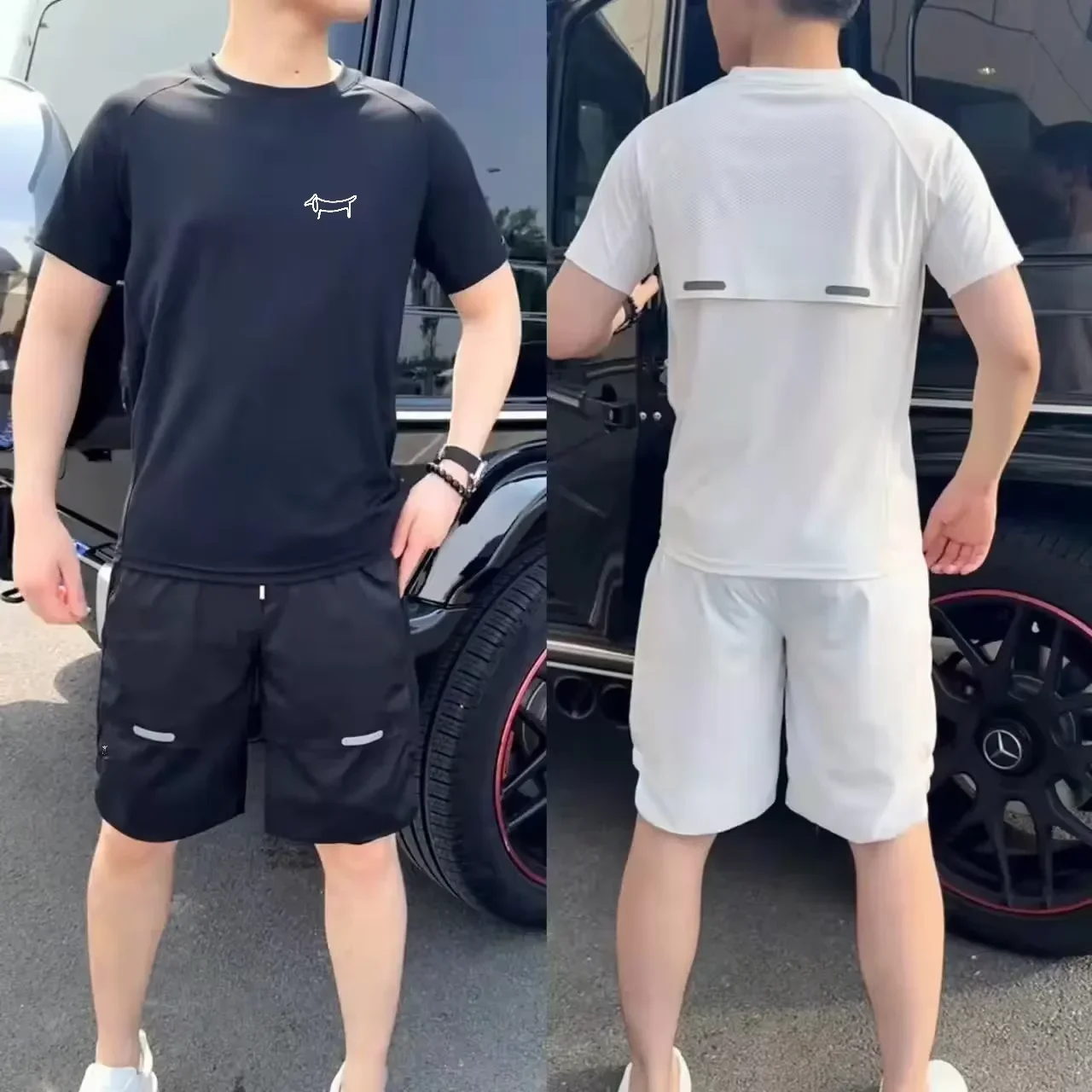 여름 아이스 실크 시원한 남성 골프 티셔츠 및 반바지 2피스 한국 골프웨어 패션 캐주얼 반팔 상의 남성 골프 의류