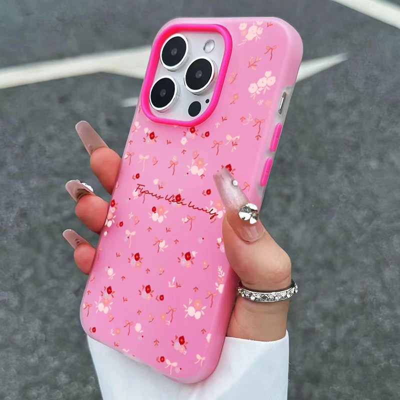 Red Flower Pattern Shockproof Phone Case