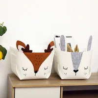 Cute Cartoon Animal DIY Storage Box Felt Fabric Foldable Storage Basket For Nursery Toys Organizers 2
