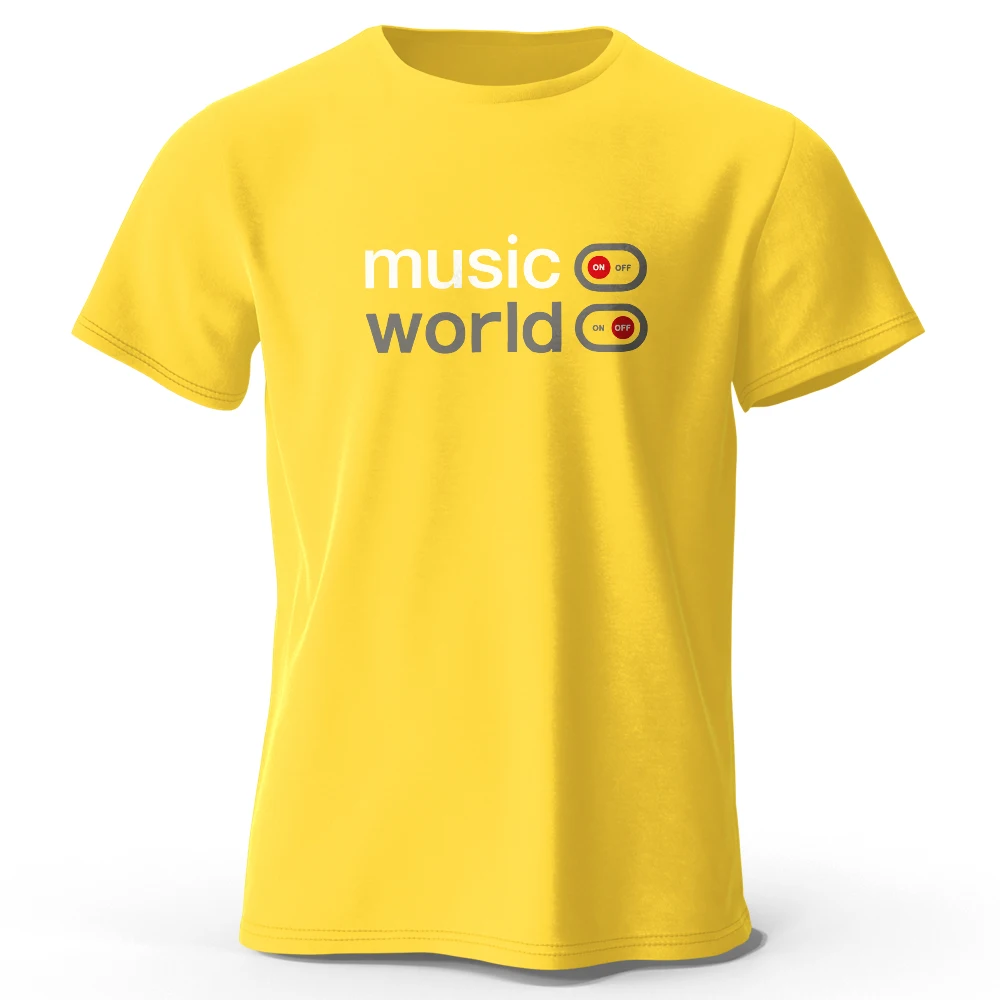 Men's Oversized Music World Graphic T-Shirt – 100% Cotton Summer Top