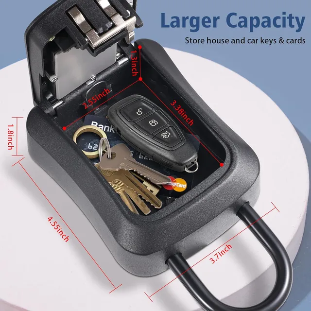Metal Smart Key Lock Box Keybox Wall Mounted Large Key Combination Lock to Hide Keys Safe Storage for House Key Bluetooth 6