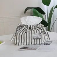 Cotton Drawstring Tissue Bag Korean Style Exquisite Tissue Storage Box Soft Portable Paper Towel Dispenser Table Organization 1