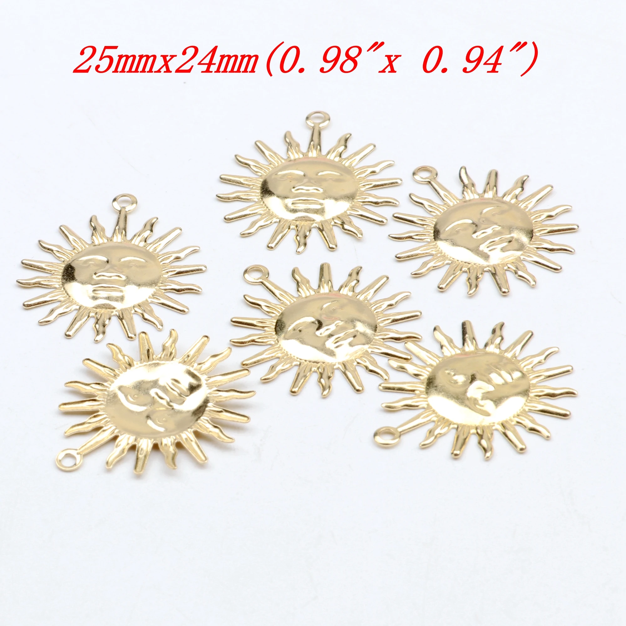 Gehämmerte Charms, Sonnenanhänger aus Messing, Zubehör für DIY-Ohrringe, Halskette, Armband, DIY-Herstellung, Schmuckzubehör – Detail 10