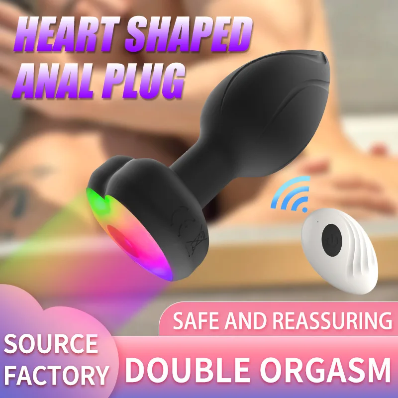 Rainbow Glow Anal Plug Vibrator Remote Control Masturbator Adult Supplies Adult Toys Sex Toys Sexy Shop Products