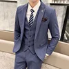 2023 Fashion New Men Boutique Solid Color Business Wedding Groom Suit Three Piece Set 3 Pcs Dress Blazers Jacket Coat Pants Vest 1