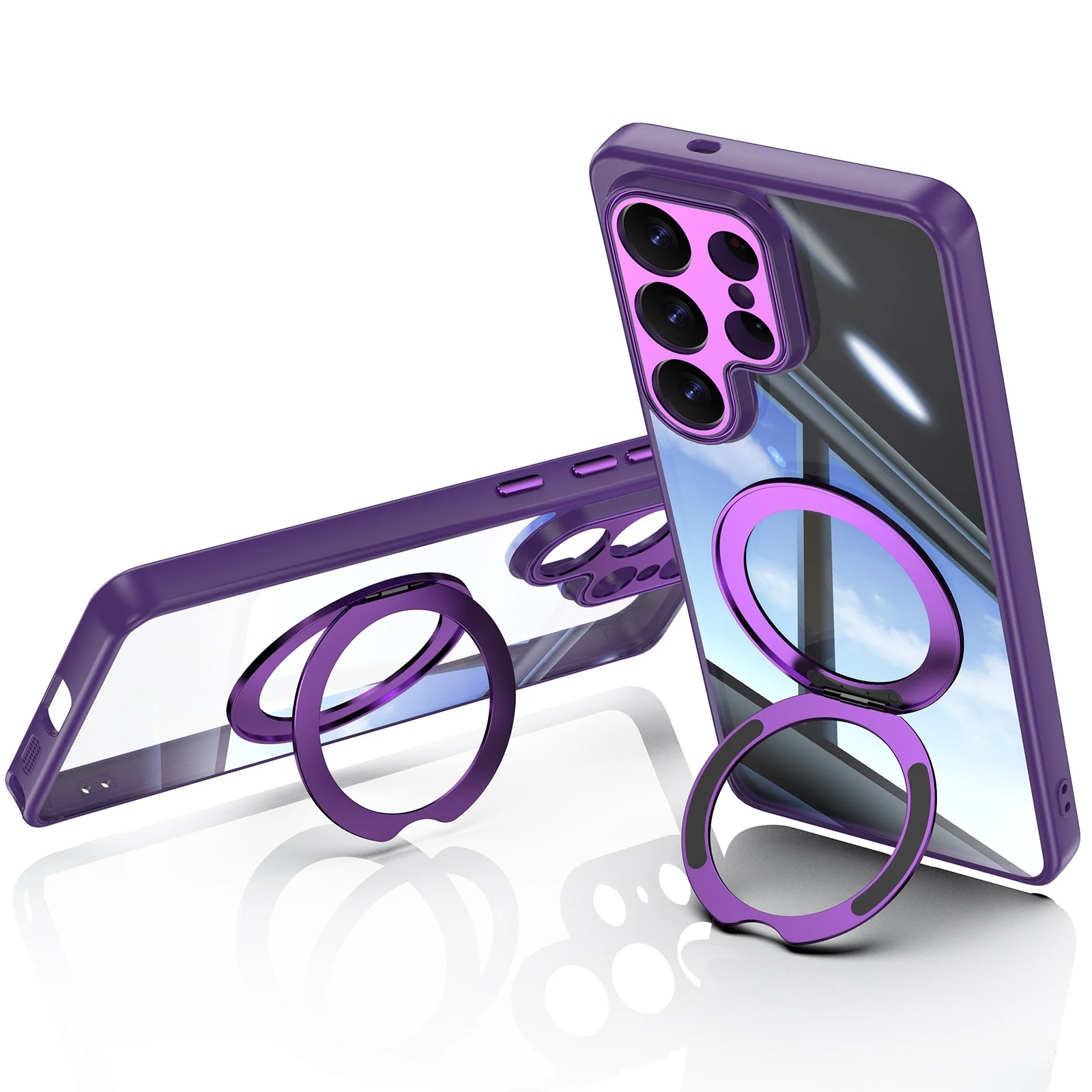 360° Rotating Magnetic Bracket Shockproof Phone Case with Clear Mount