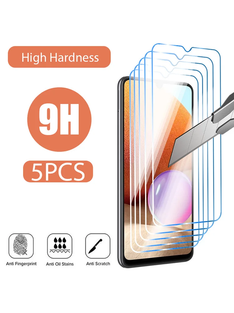 5PCS Tempered Glass for Samsung  A12 A51 A71 Screen Protector A53 A73 5G Scratch-resistant Smart Phone Protective Film